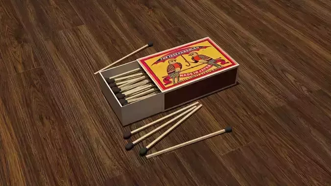 box of matches Low-poly 3D model