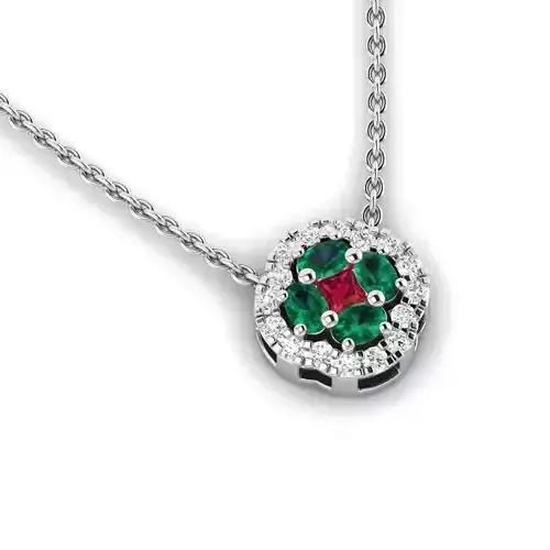 charm ruby and emerald pendant gold