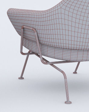 Armchair pair of orange and lounge chairs 3D model_5