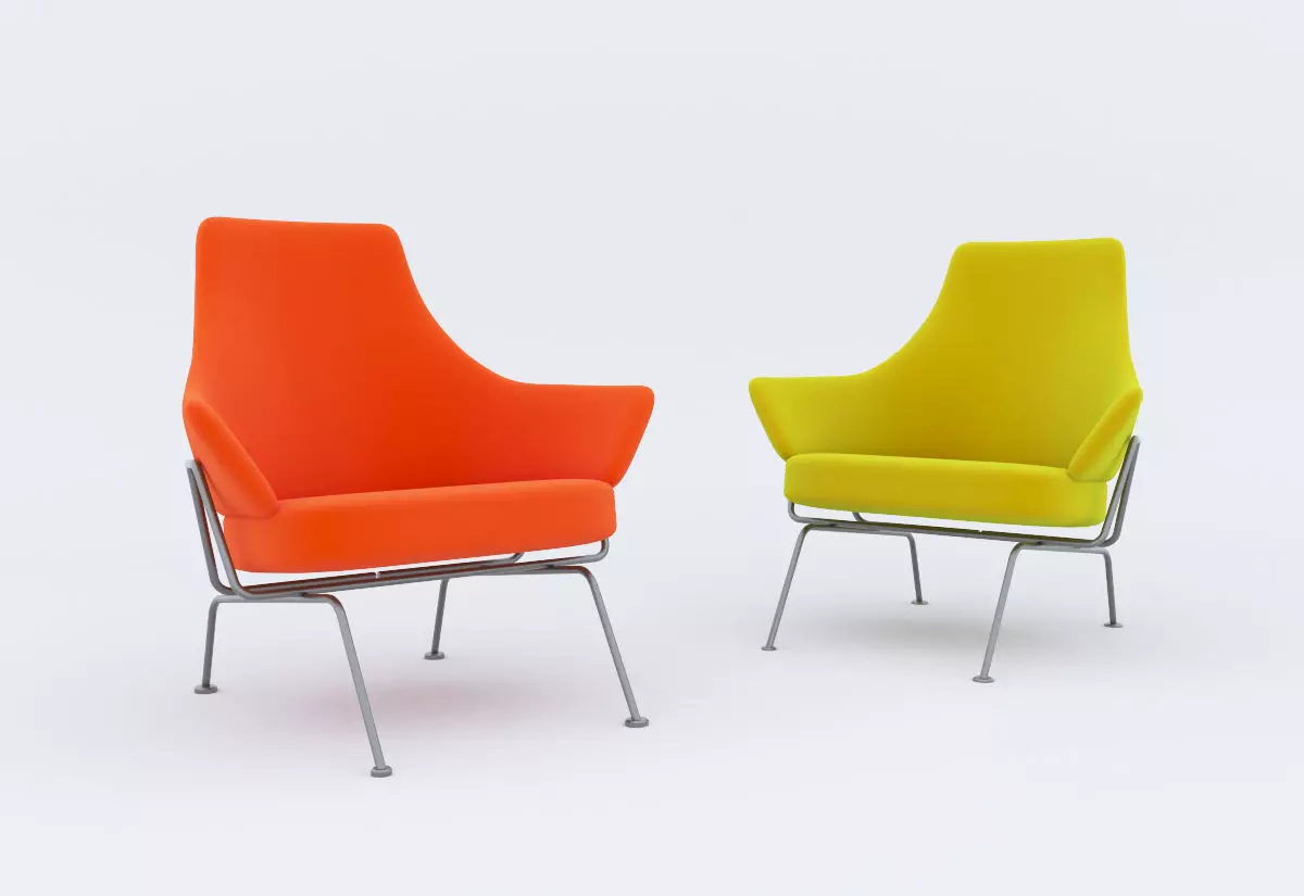 Armchair pair of orange and lounge chairs 3D model_0
