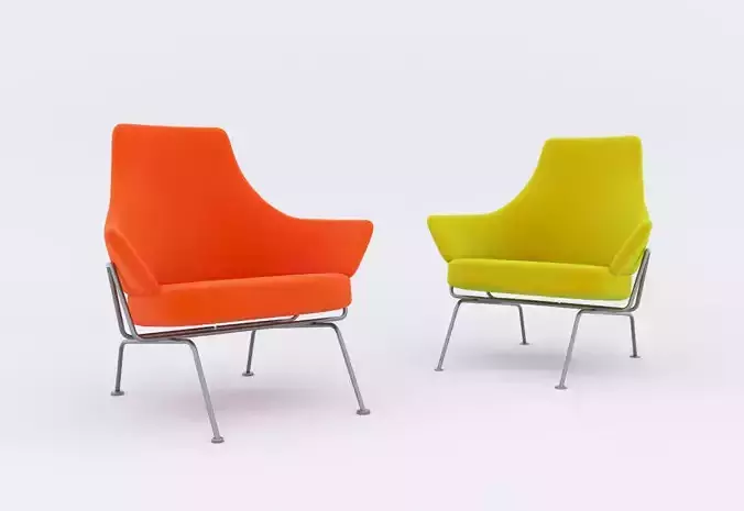Armchair pair of orange and lounge chairs