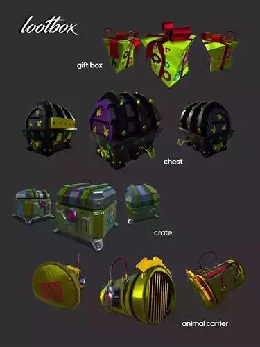 Loot Boxes bundle  Low-poly 3D model