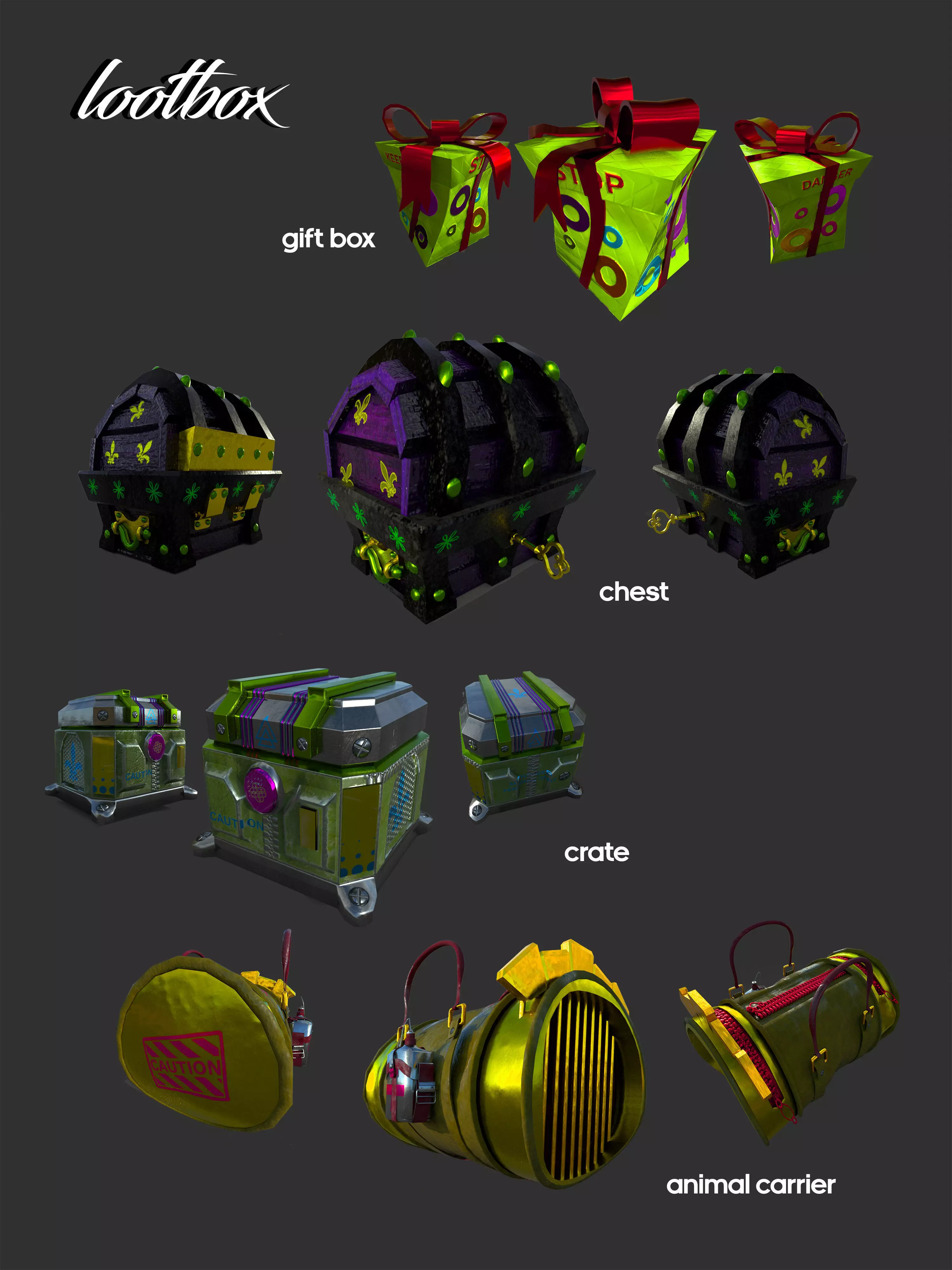 Loot Boxes bundle Low-poly 3D model
