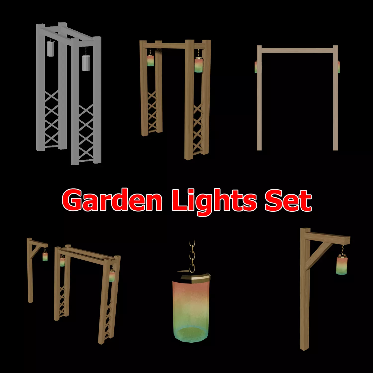 Outdoor Garden Lights Low-poly 3D model