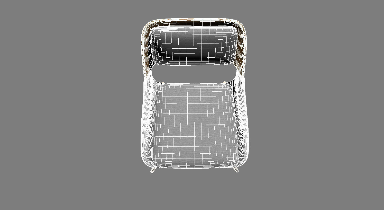 Panda Mid-Century Dining Chair in Walnut Wood and Gray Fabric 3D model_3