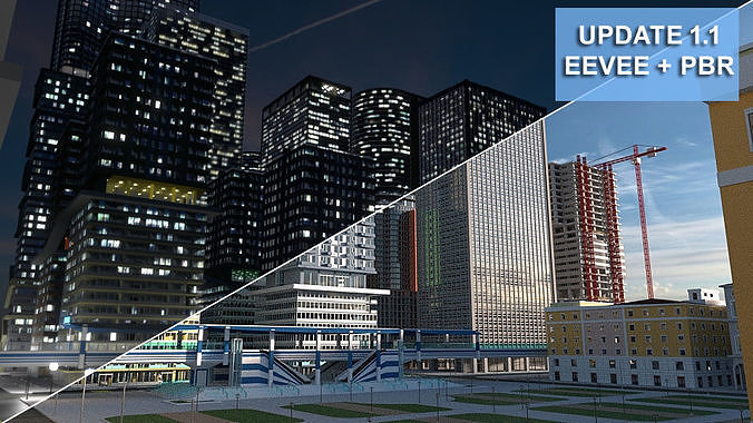 Cityscape00 city with buildings and trees 3D model