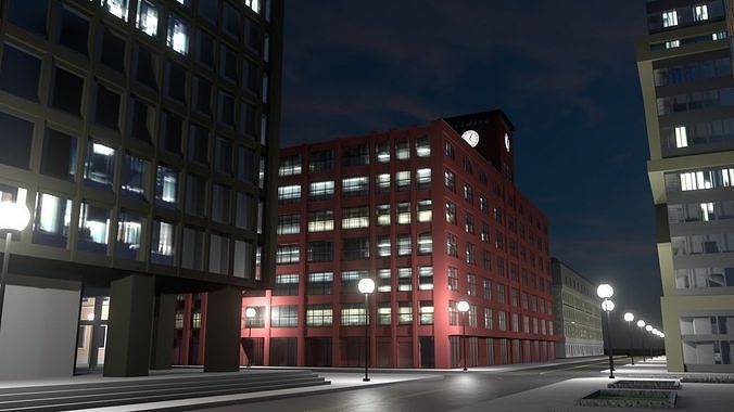 Cityscape00 city with buildings and trees 3D model 6