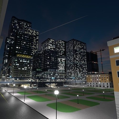 Cityscape00 city with buildings and trees 3D model 3