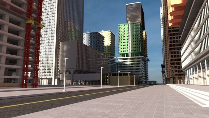 Cityscape00 city with buildings and trees 3D model 4