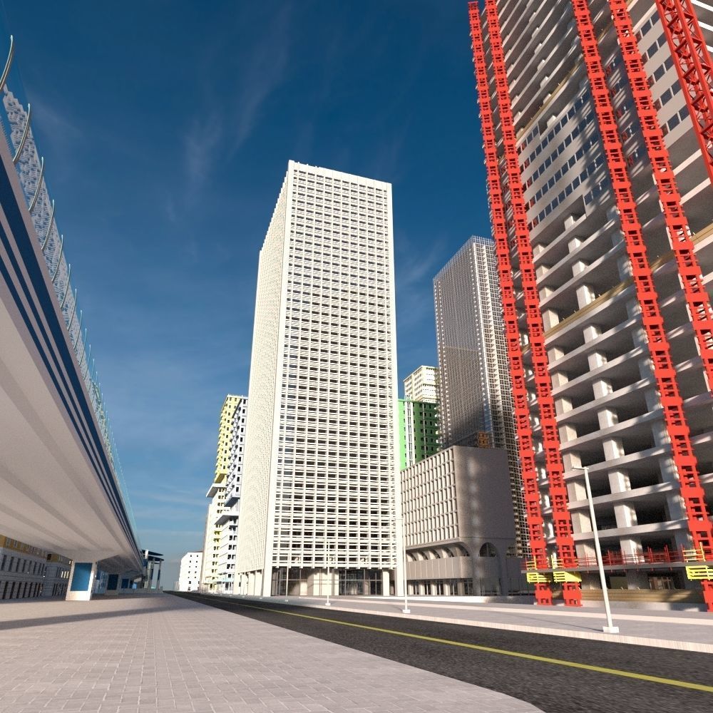 Cityscape00 city with buildings and trees 3D model_14