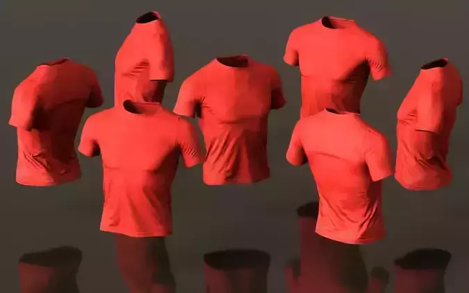 Mens Clothing Red Sports Tshirt Low-poly 3D model