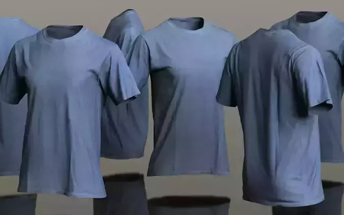 Mens Clothing Blue Tshirt Low-poly 3D model