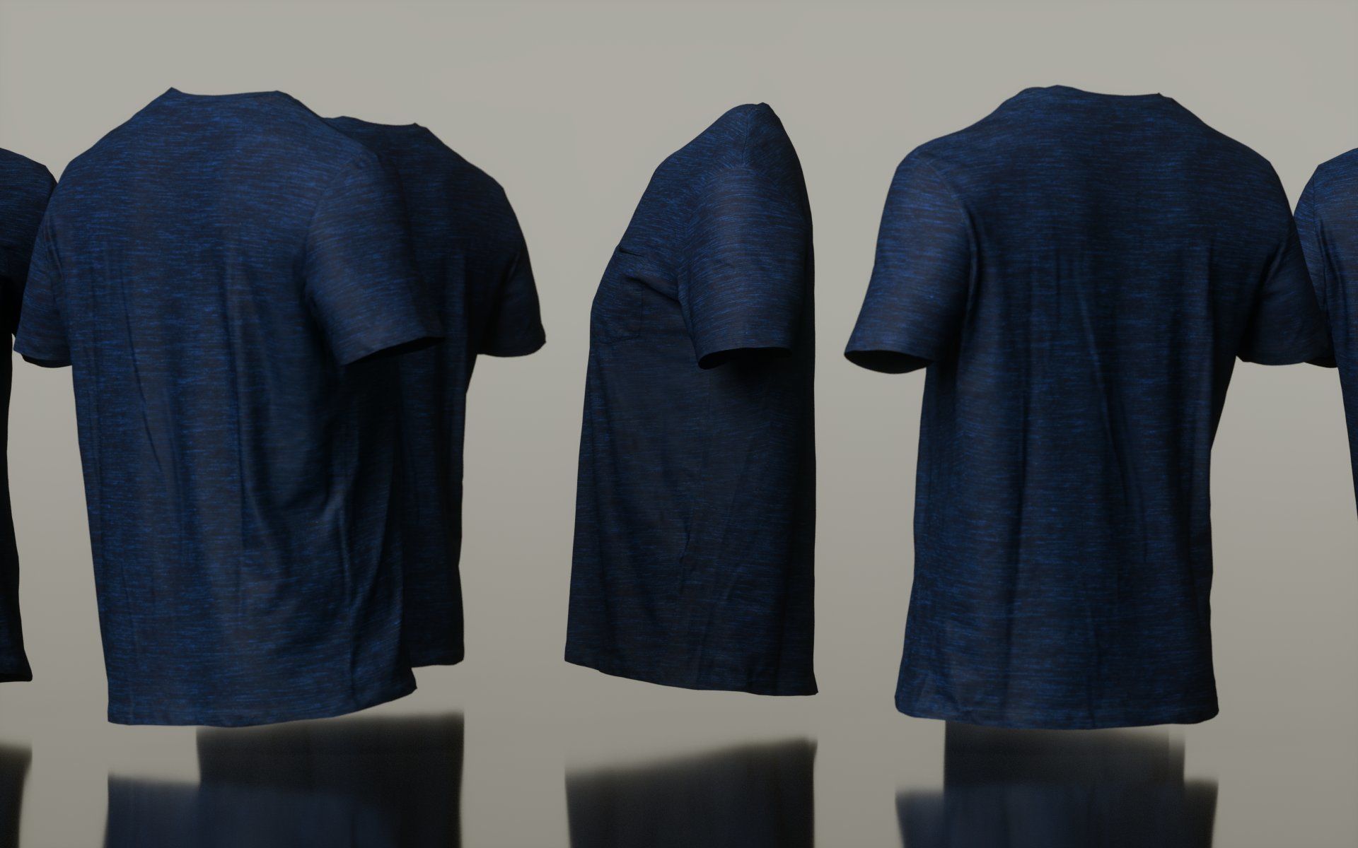 Mens Clothing Dark Blue Tshirt Low-poly 3D model_3