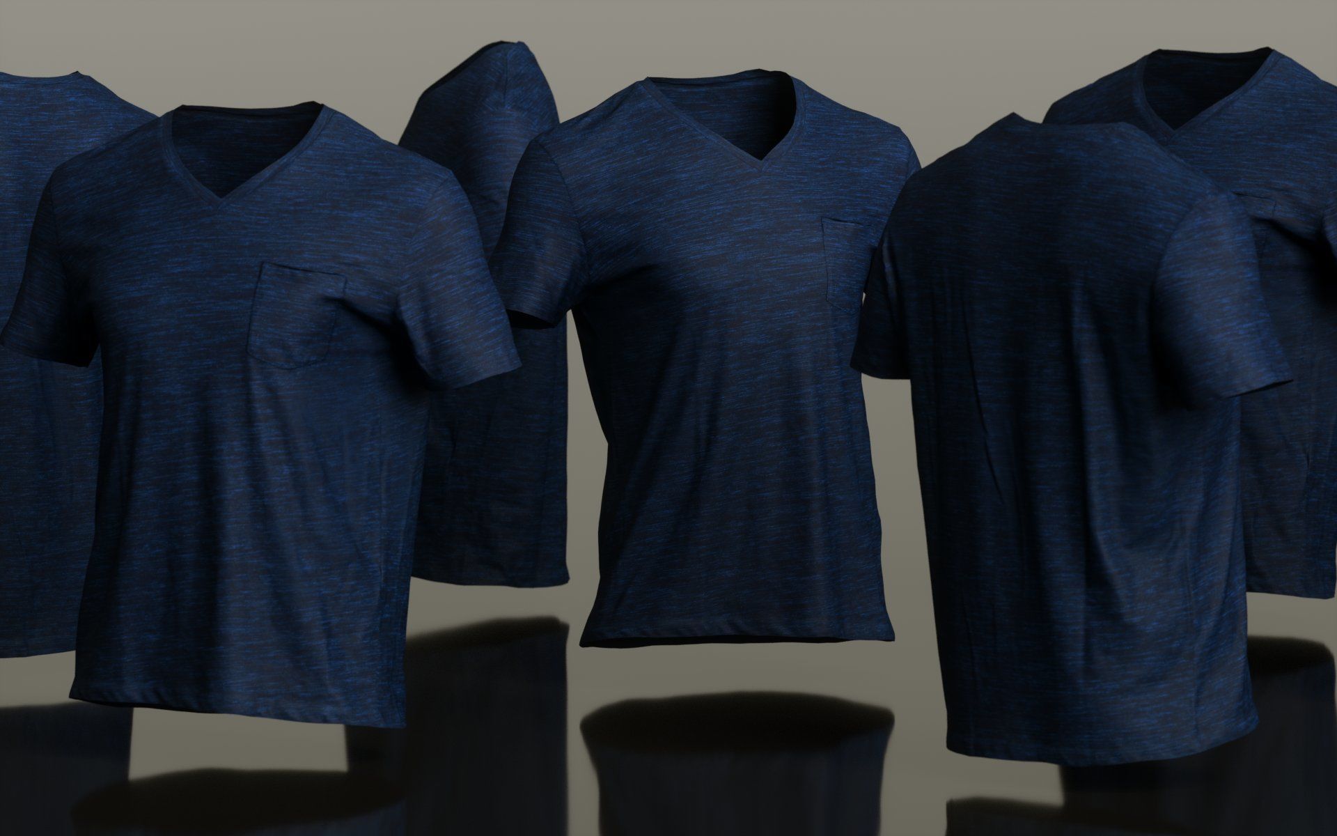 Mens Clothing Dark Blue Tshirt Low-poly 3D model_4