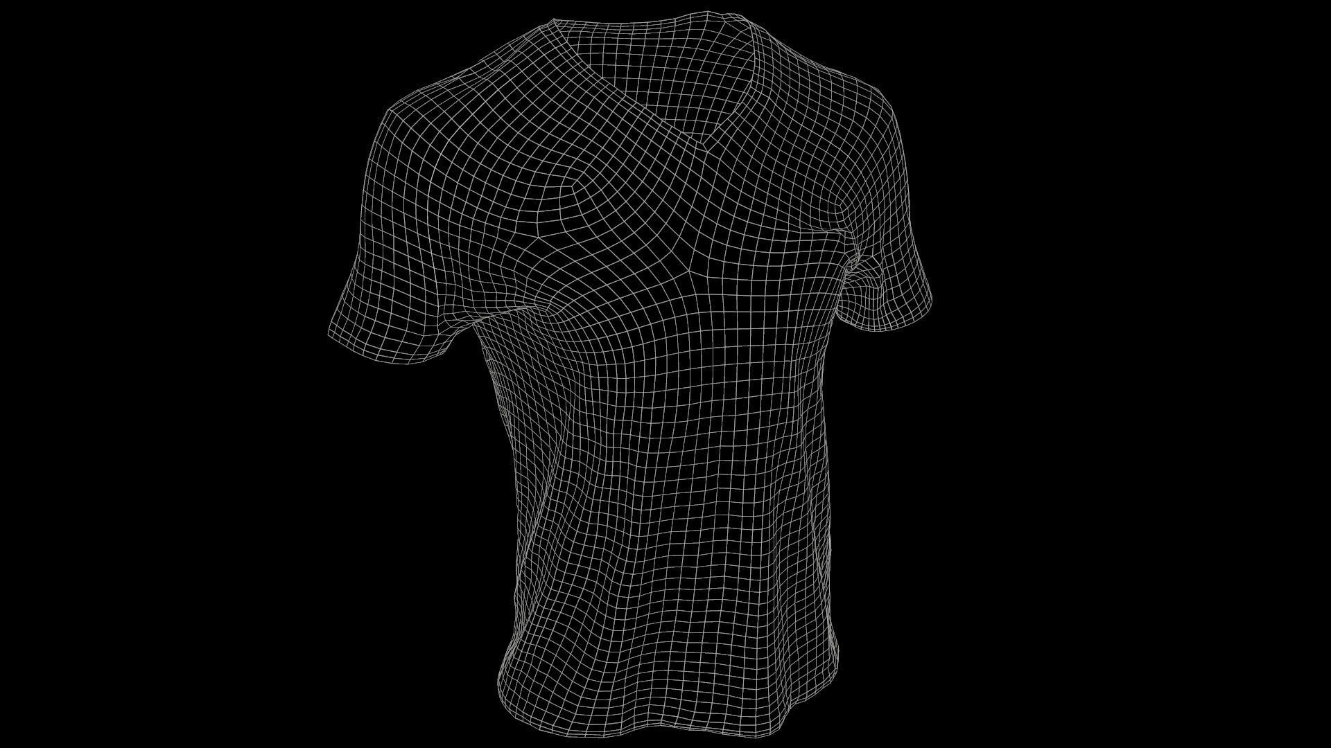 Mens Clothing Dark Blue Tshirt Low-poly 3D model_6