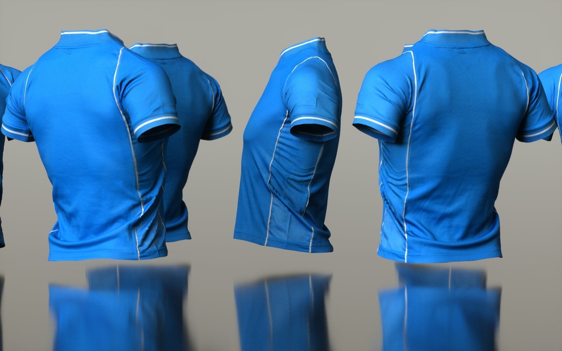 Mens Clothing Blue Sport TShirt Low-poly 3D model_3