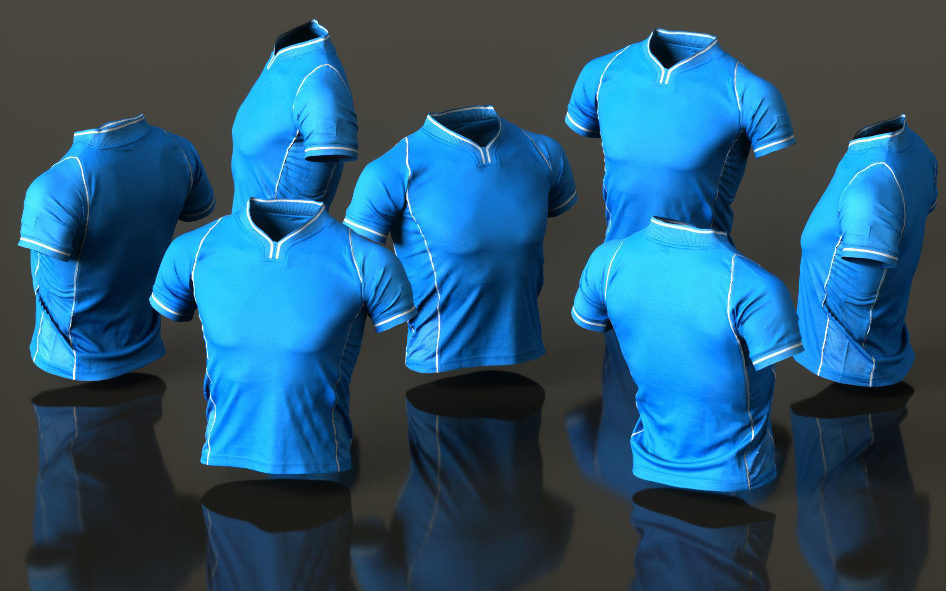 Mens Clothing Blue Sport TShirt Low-poly 3D model_2