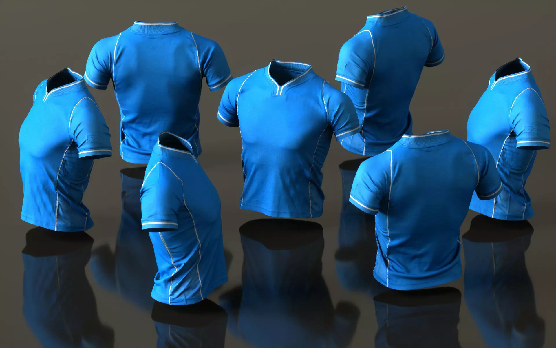 Mens Clothing Blue Sport TShirt Low-poly 3D model_0
