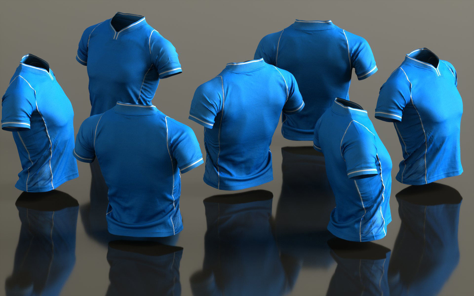 Mens Clothing Blue Sport TShirt Low-poly 3D model_5