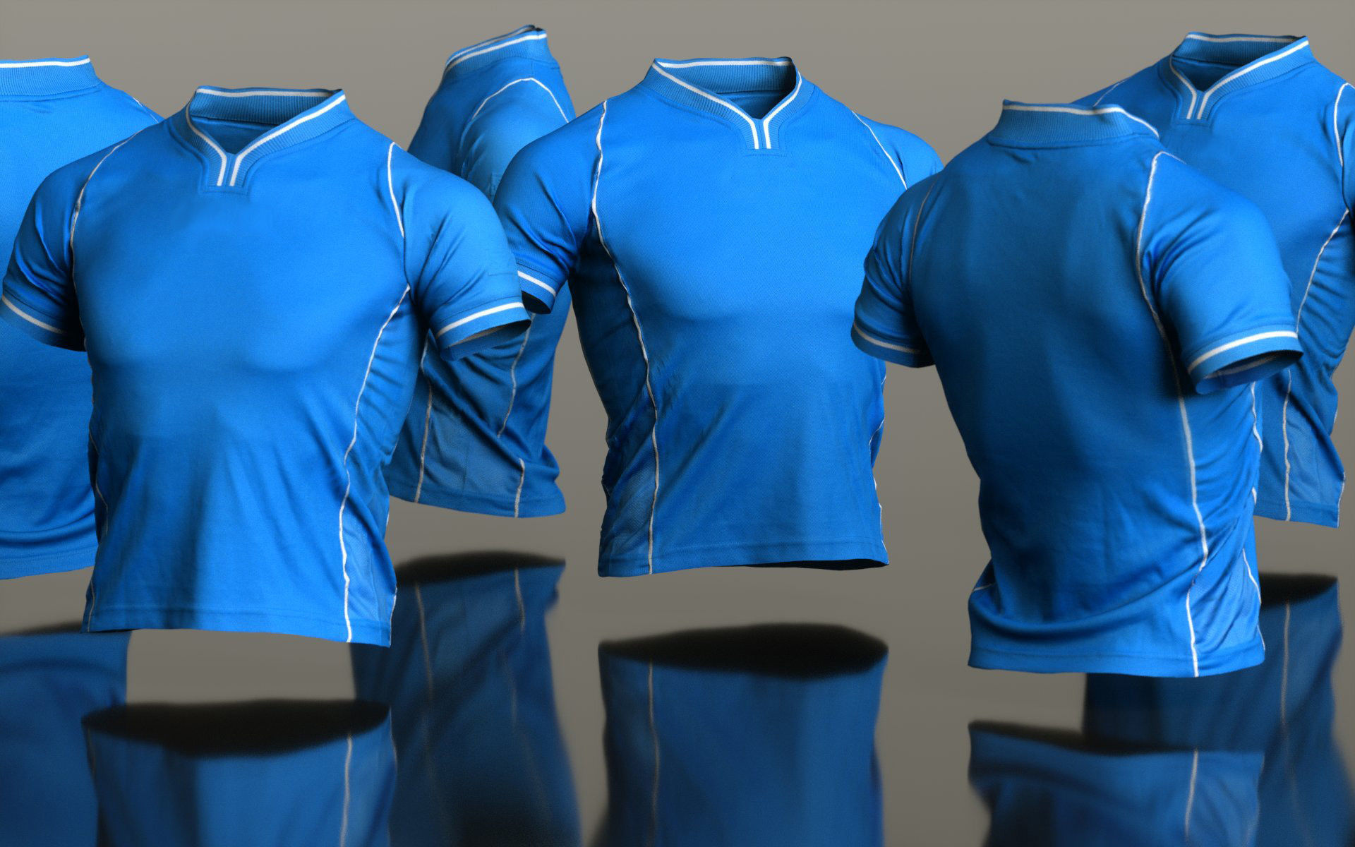 Mens Clothing Blue Sport TShirt Low-poly 3D model_4