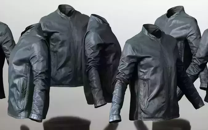 Mens Clothing Black  Leather Jacket Closed Low-poly 3D model