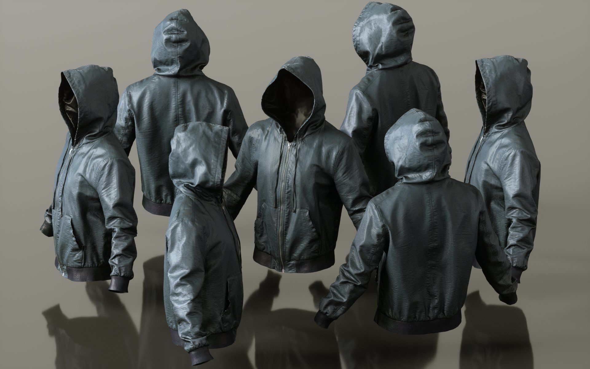 Mens Clothing Leather Jacket Hoodie Low-poly 3D model_1