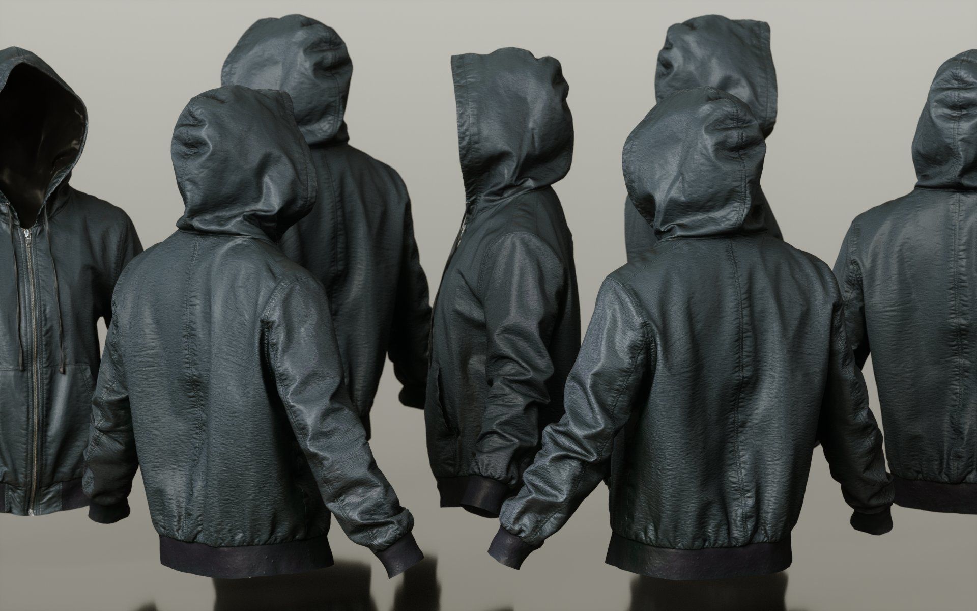 Mens Clothing Leather Jacket Hoodie Low-poly 3D model_3