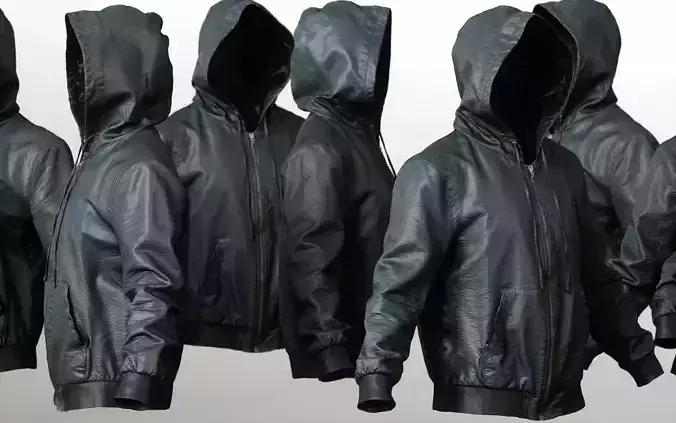 Mens Clothing Leather Jacket Hoodie Low-poly 3D model