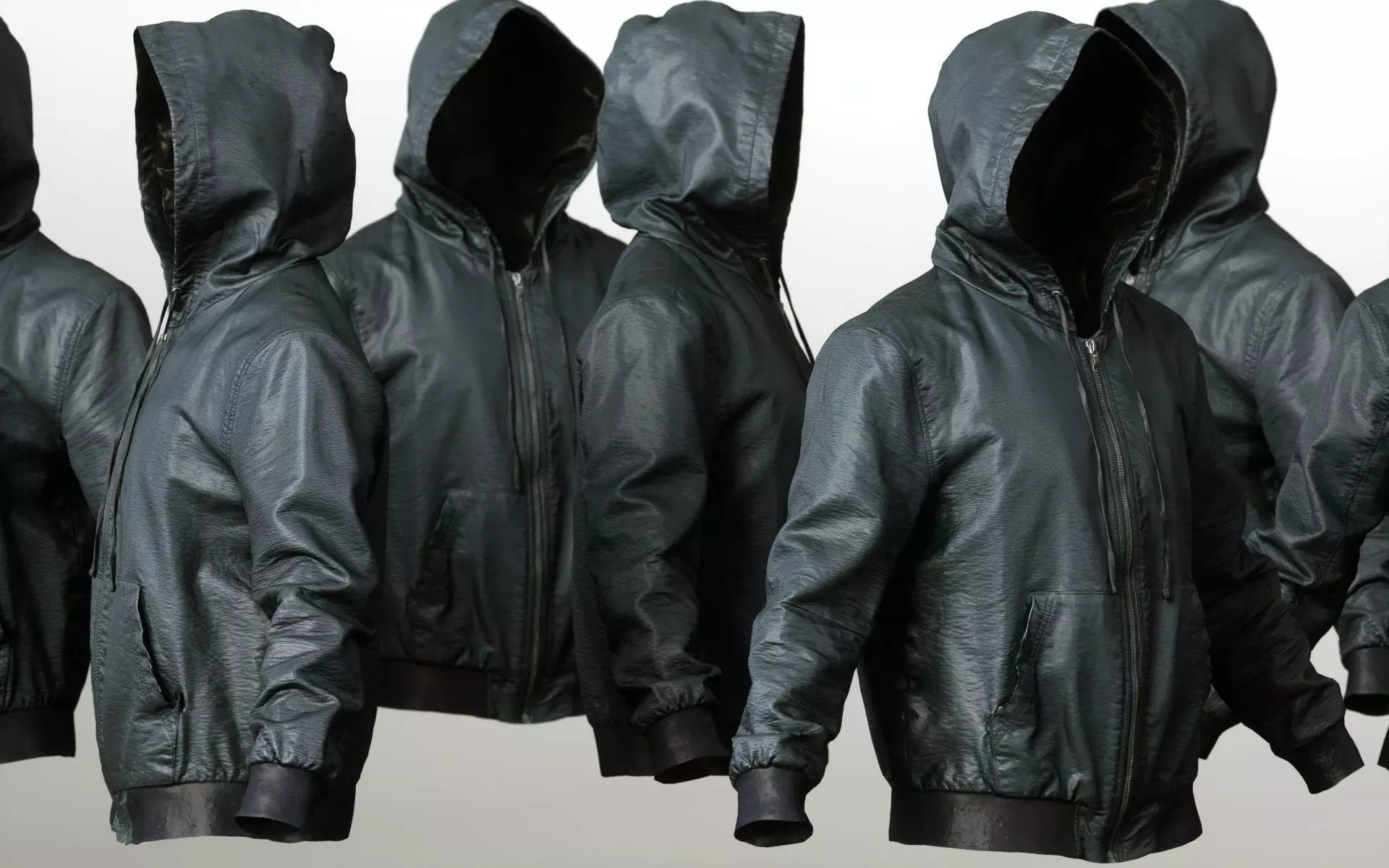 Mens Clothing Leather Jacket Hoodie Low-poly 3D model_0