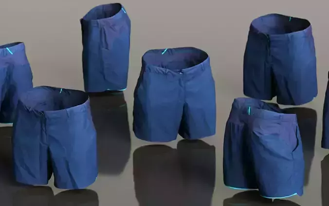 Mens Clothing Sport Short Blue  Low-poly 3D model