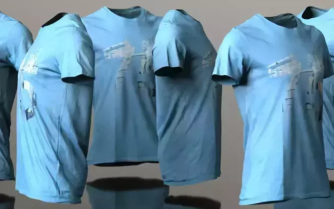 Mens Clothing Light Blue Tshirt Low-poly 3D model