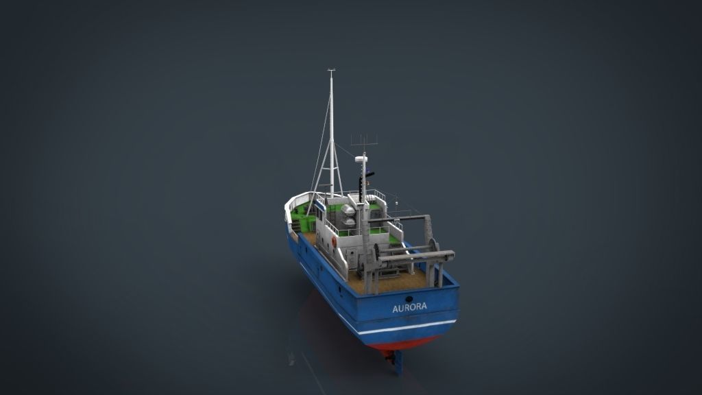 Fish Boat Low-poly 3D model_18
