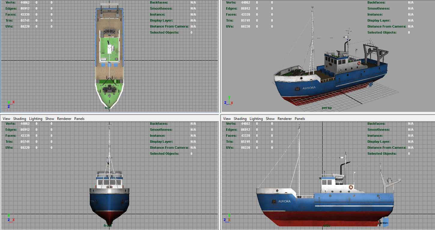 Fish Boat Low-poly 3D model_11