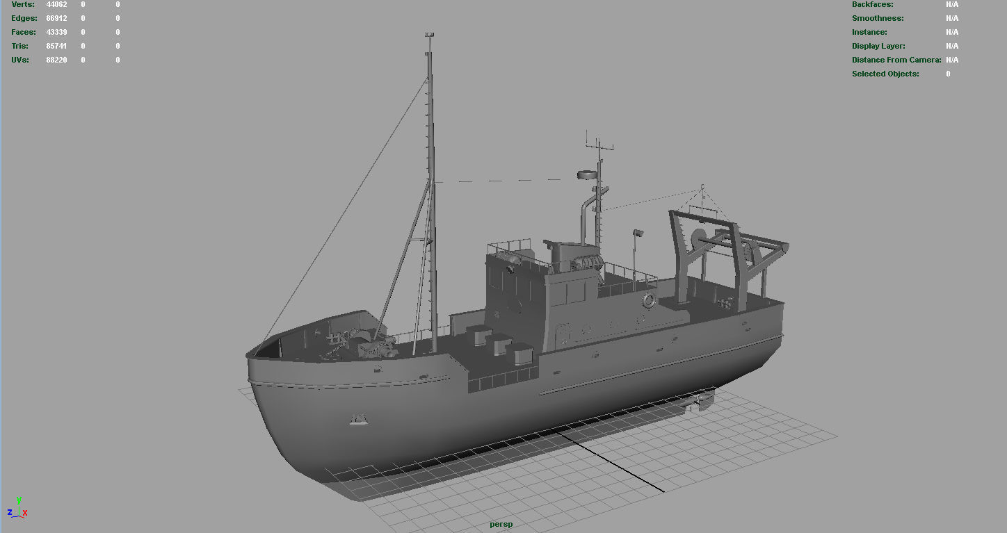 Fish Boat Low-poly 3D model_6