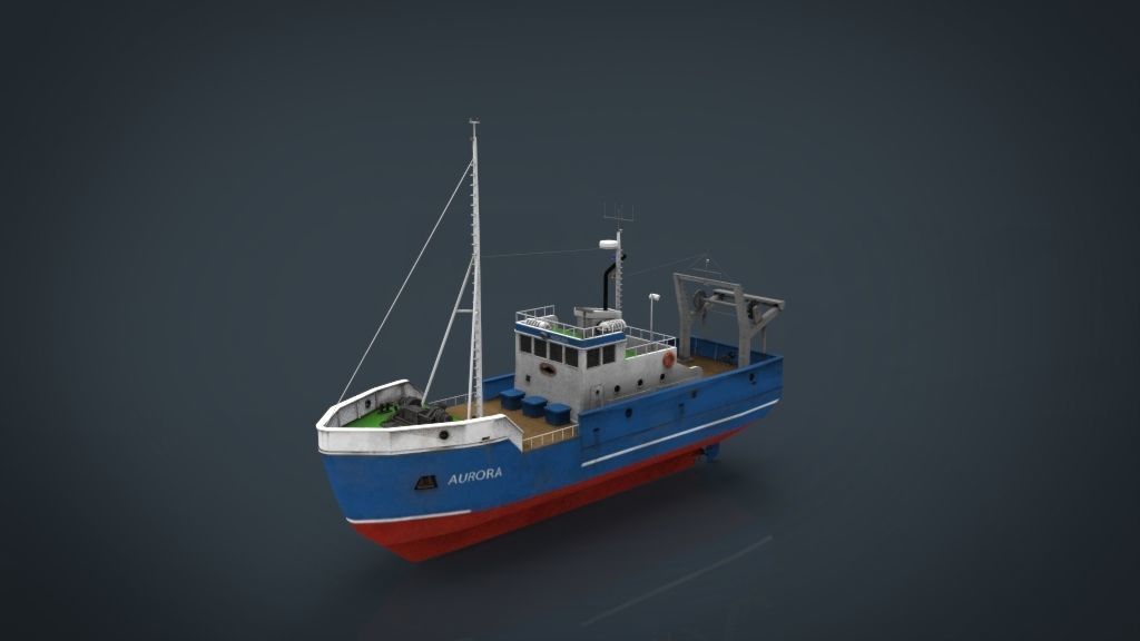 Fish Boat Low-poly 3D model_16