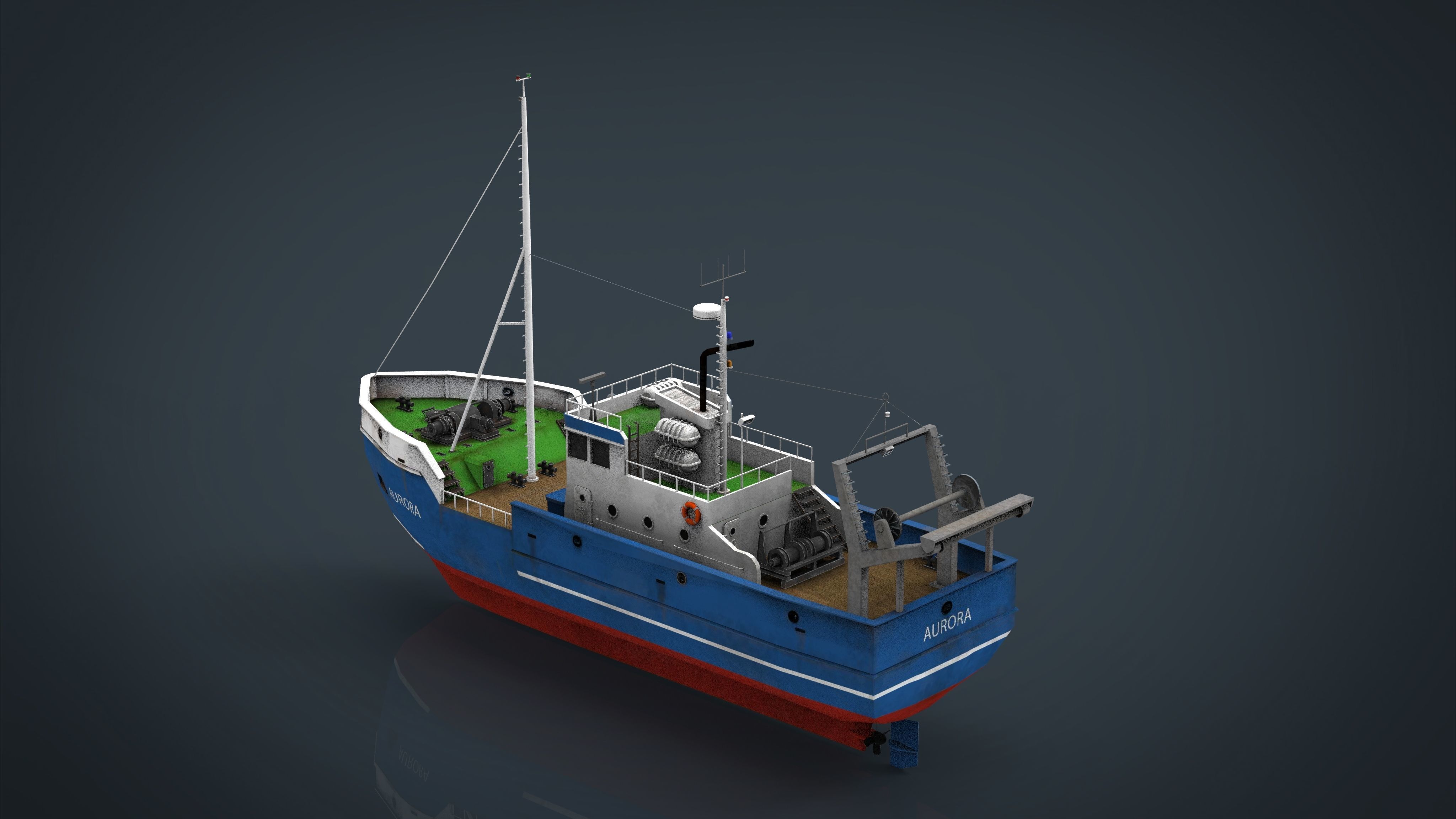 Fish Boat Low-poly 3D model_20