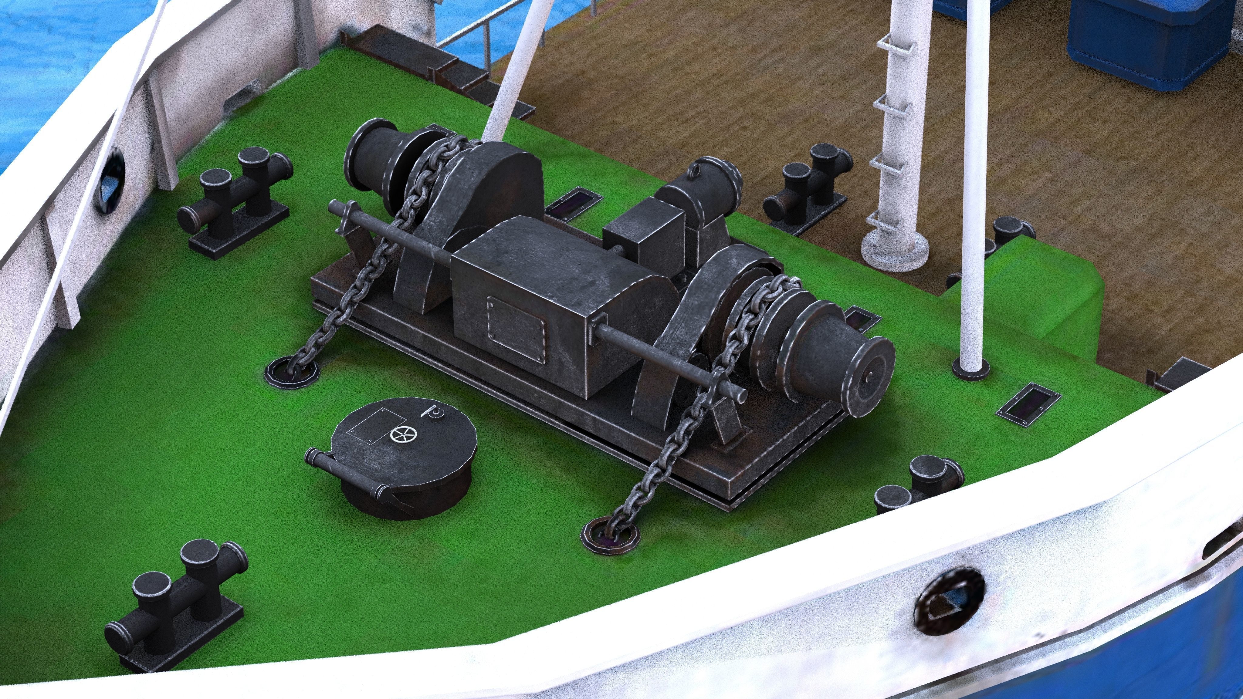 Fish Boat Low-poly 3D model_8