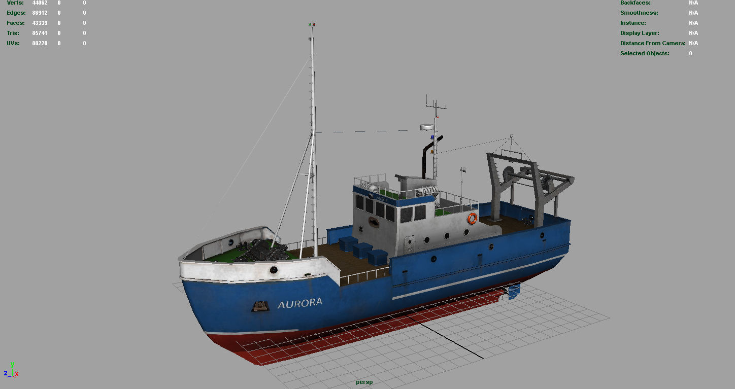 Fish Boat Low-poly 3D model_5