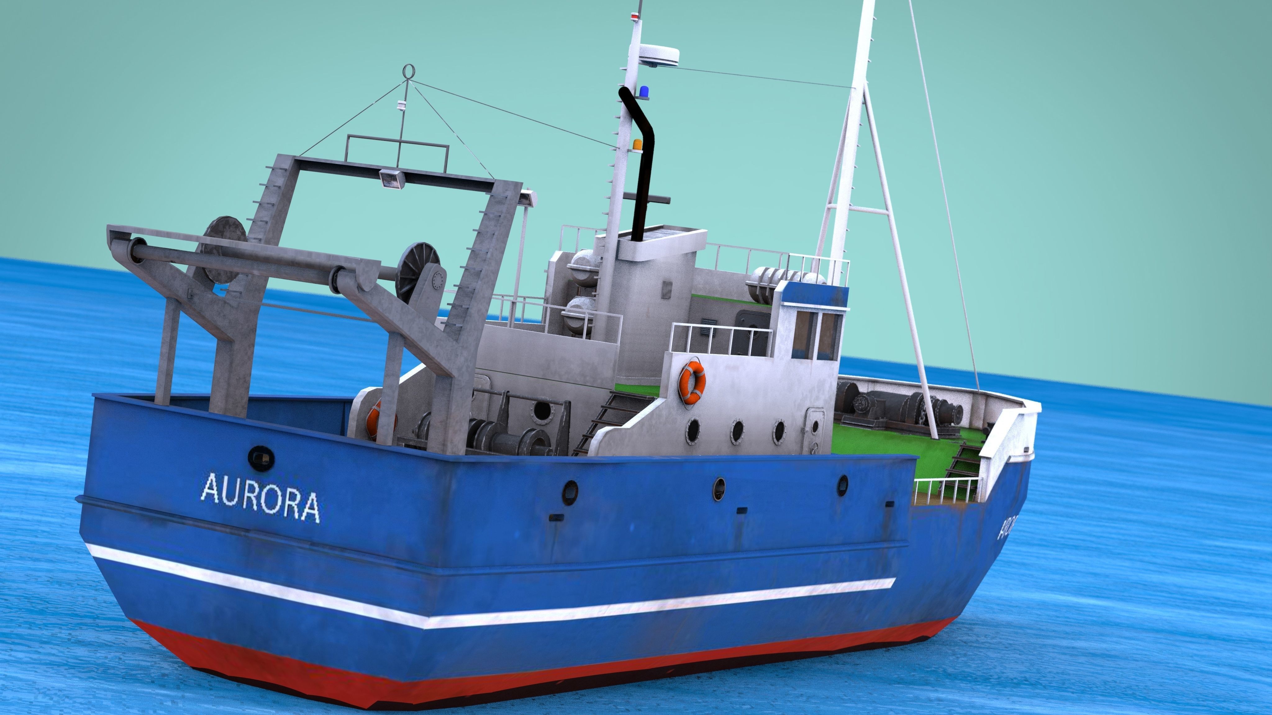Fish Boat Low-poly 3D model_2