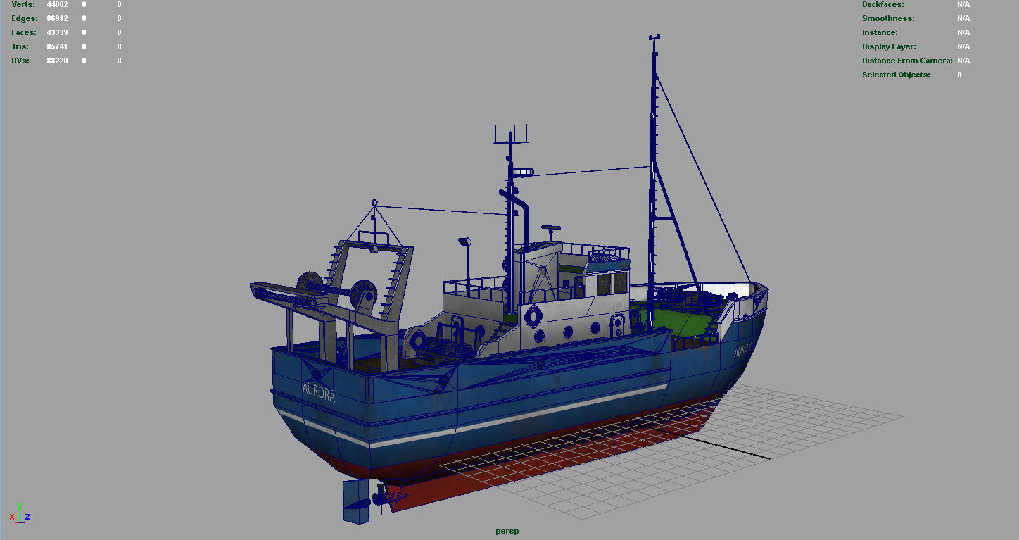 Fish Boat Low-poly 3D model_15