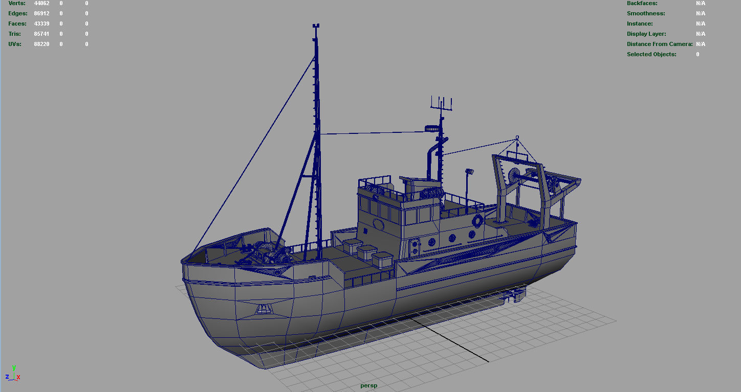 Fish Boat Low-poly 3D model_7