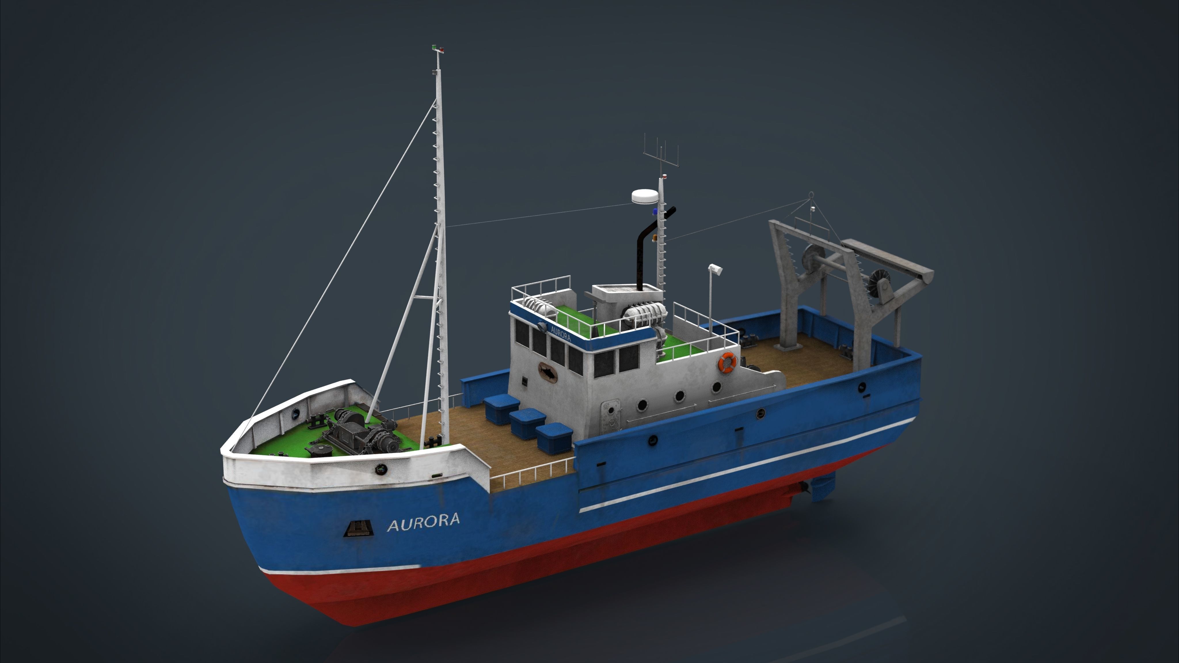 Fish Boat Low-poly 3D model_4