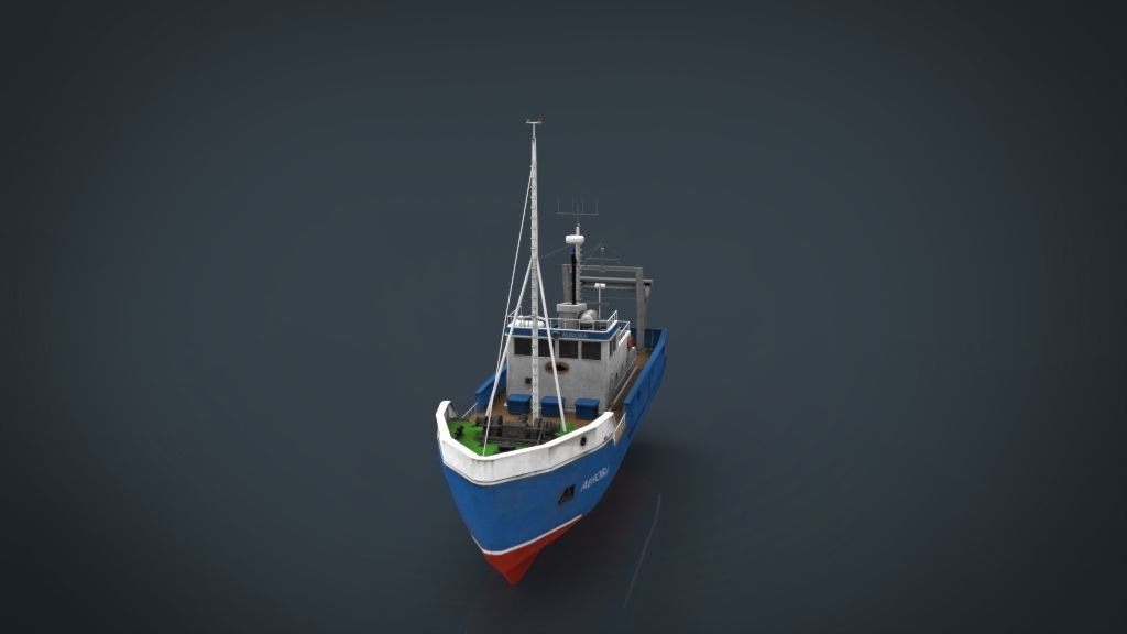 Fish Boat Low-poly 3D model_17