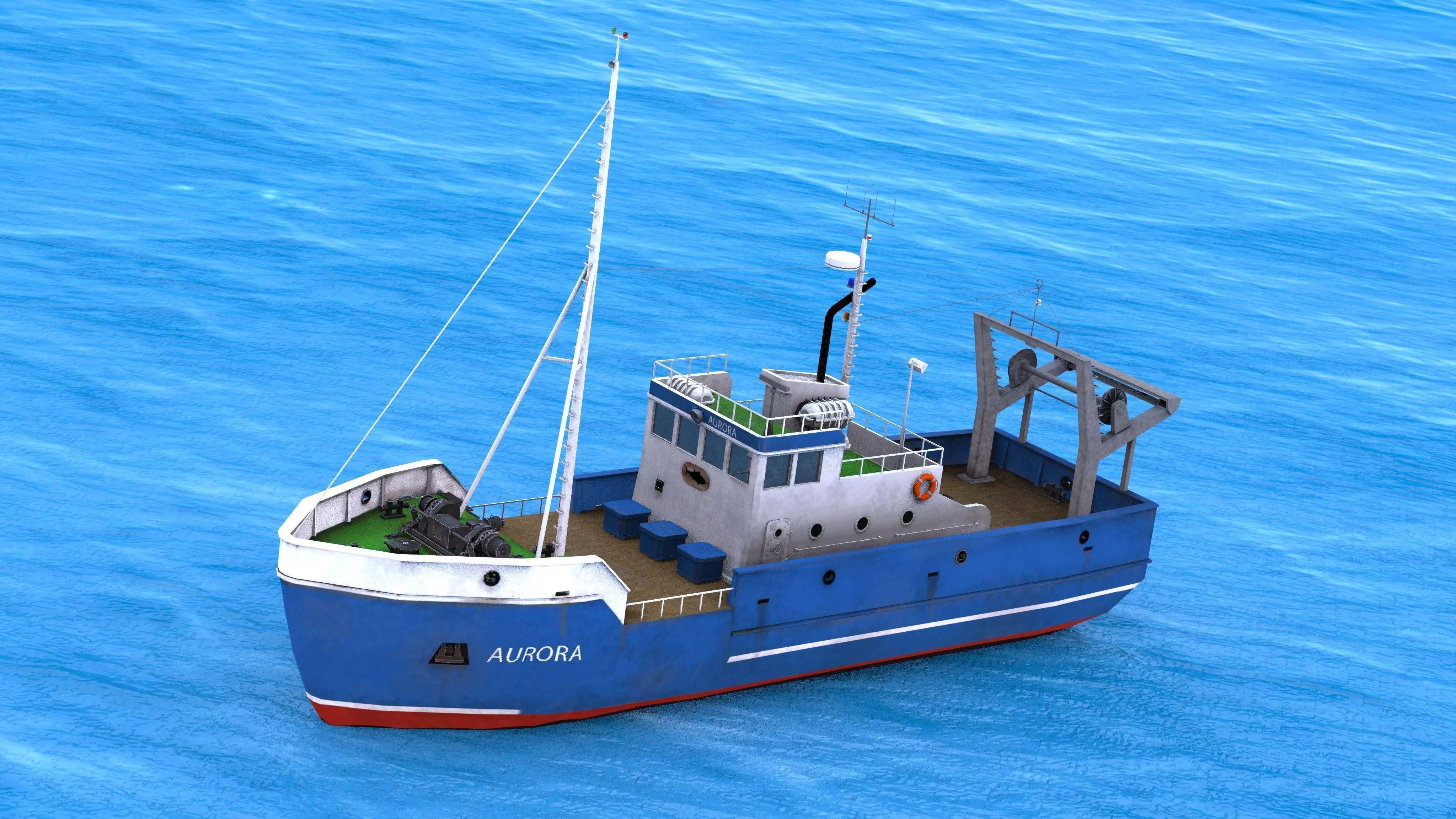 Fish Boat Low-poly 3D model_0