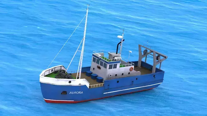 Fish Boat Low-poly 3D model