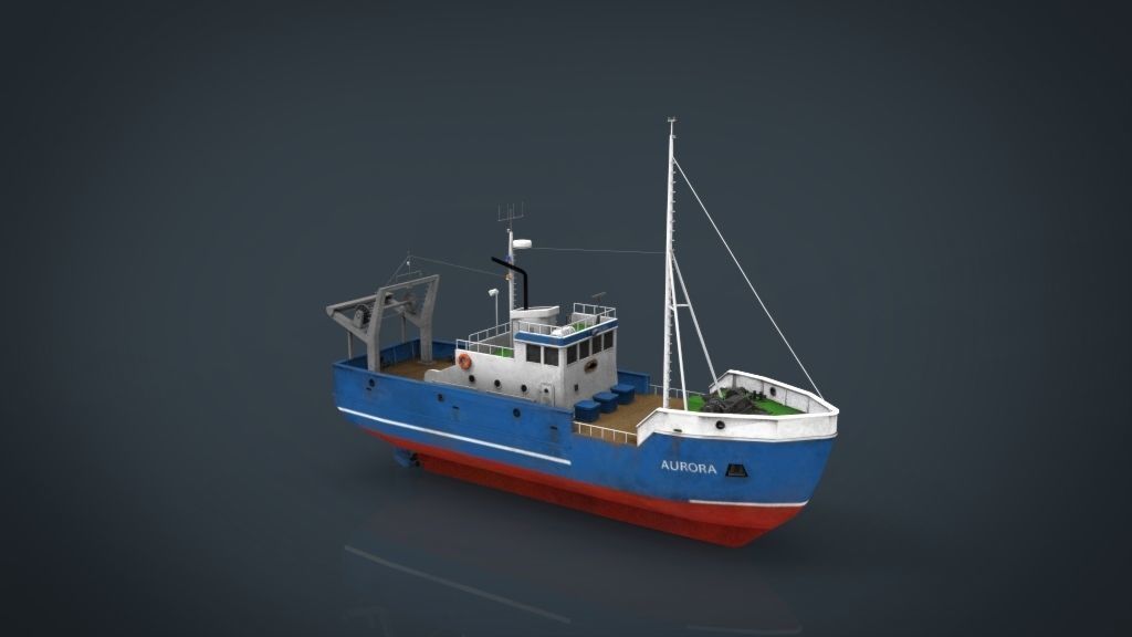 Fish Boat Low-poly 3D model_19