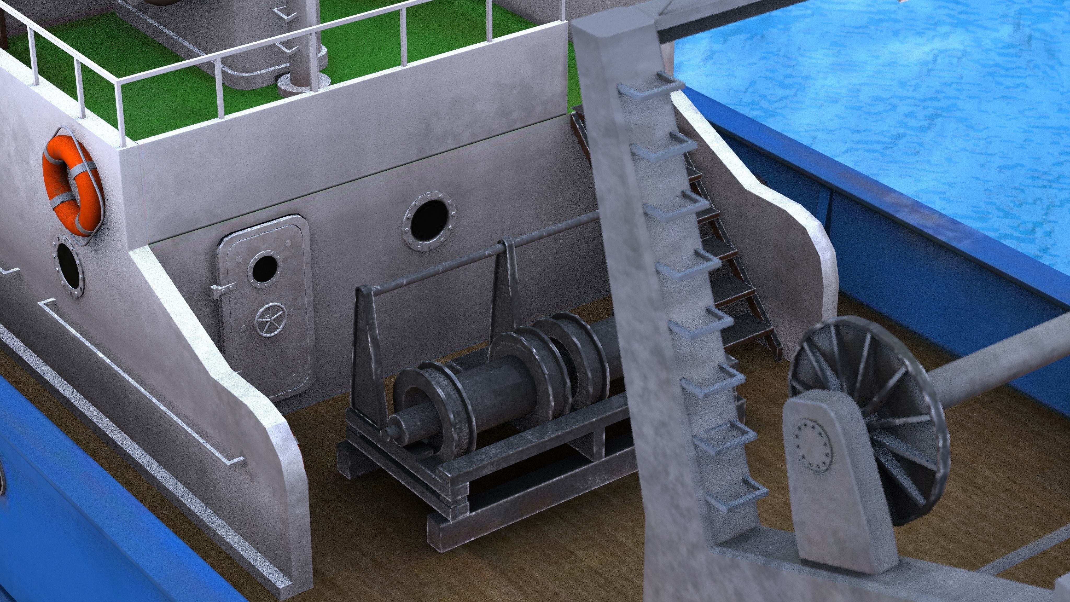 Fish Boat Low-poly 3D model_21