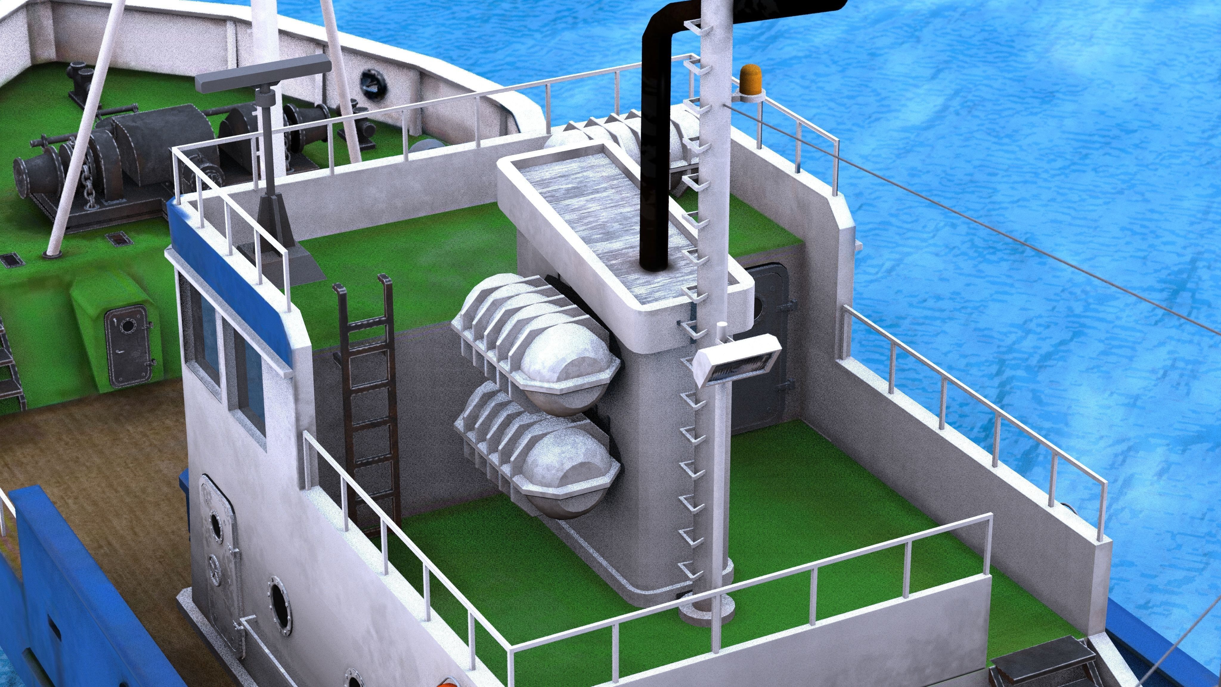 Fish Boat Low-poly 3D model_22