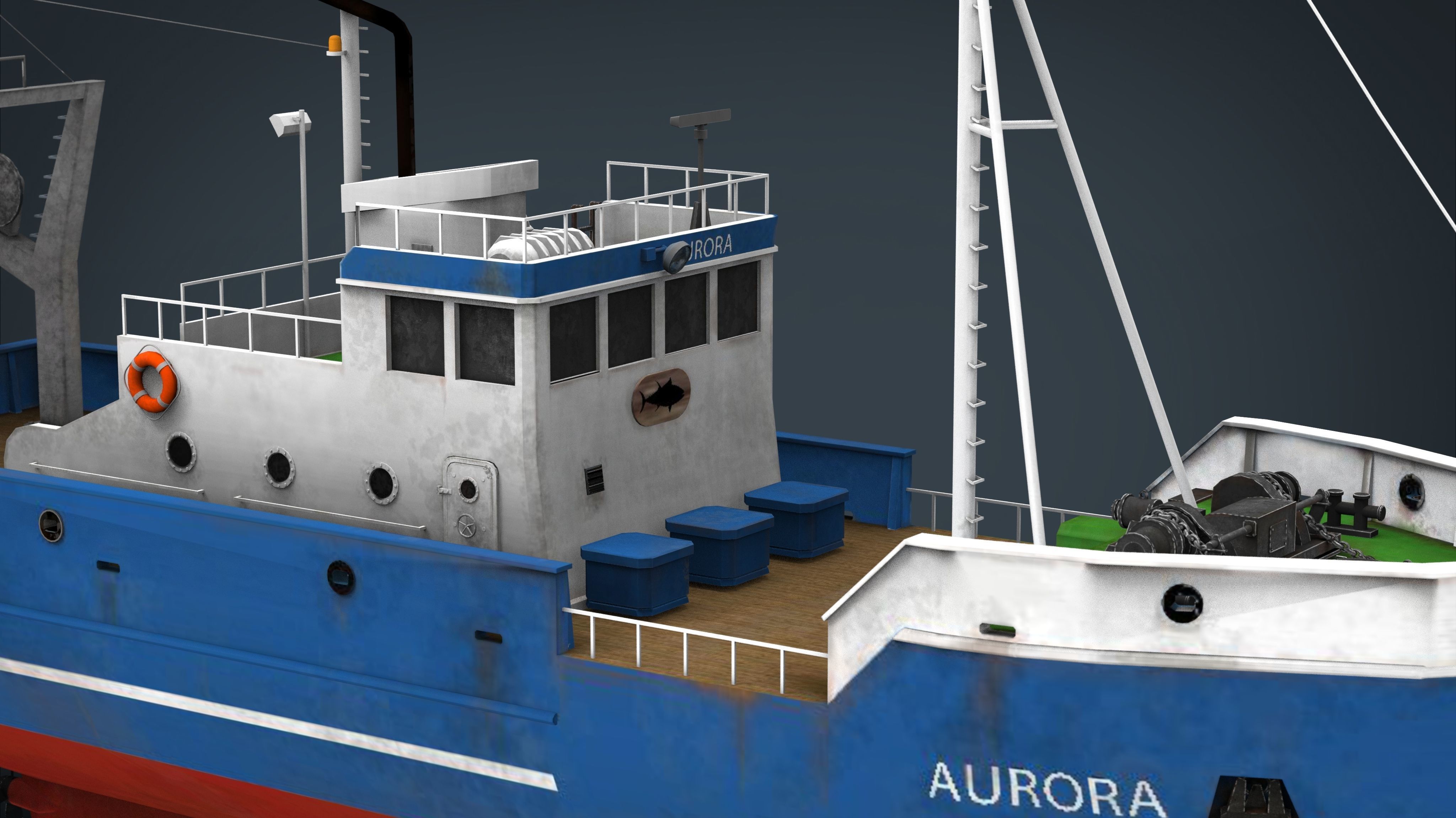 Fish Boat Low-poly 3D model_3