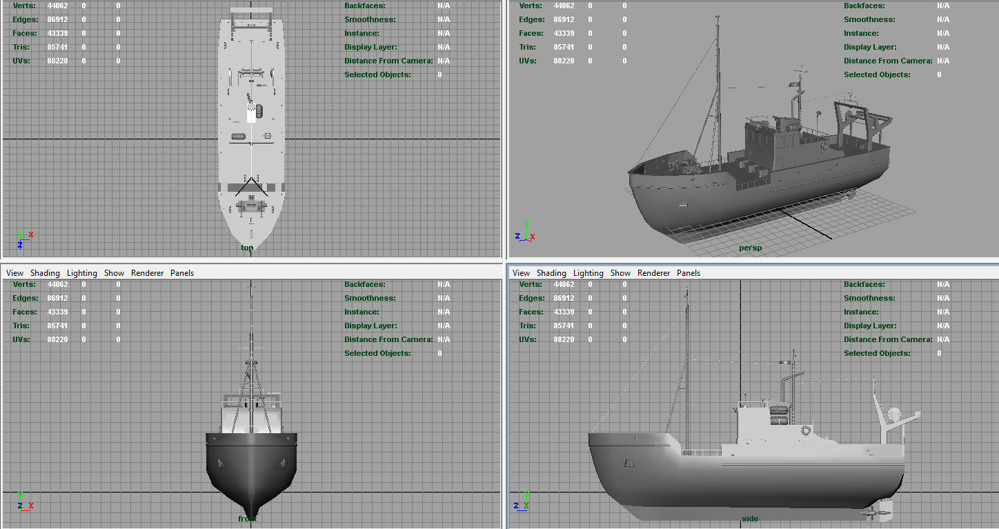 Fish Boat Low-poly 3D model_10